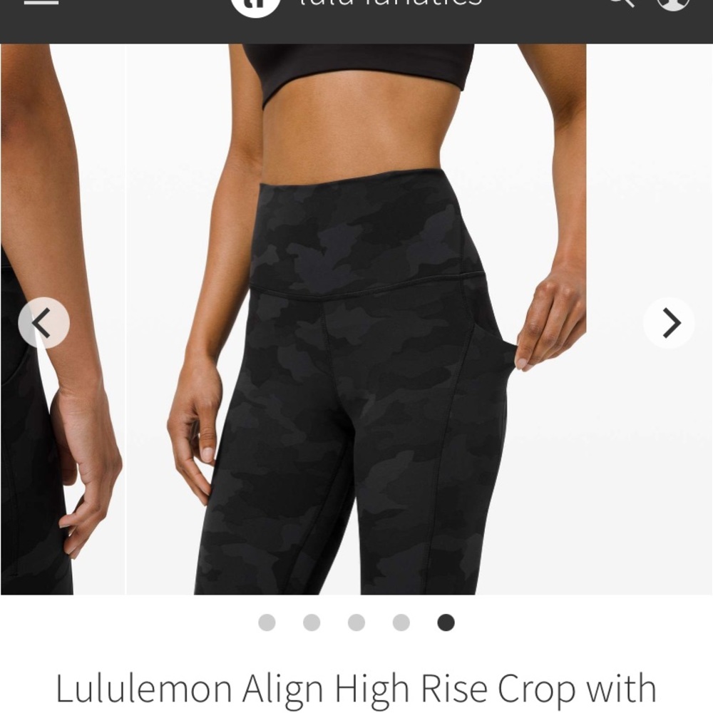 Lululemon cropped align black camo leggings.
